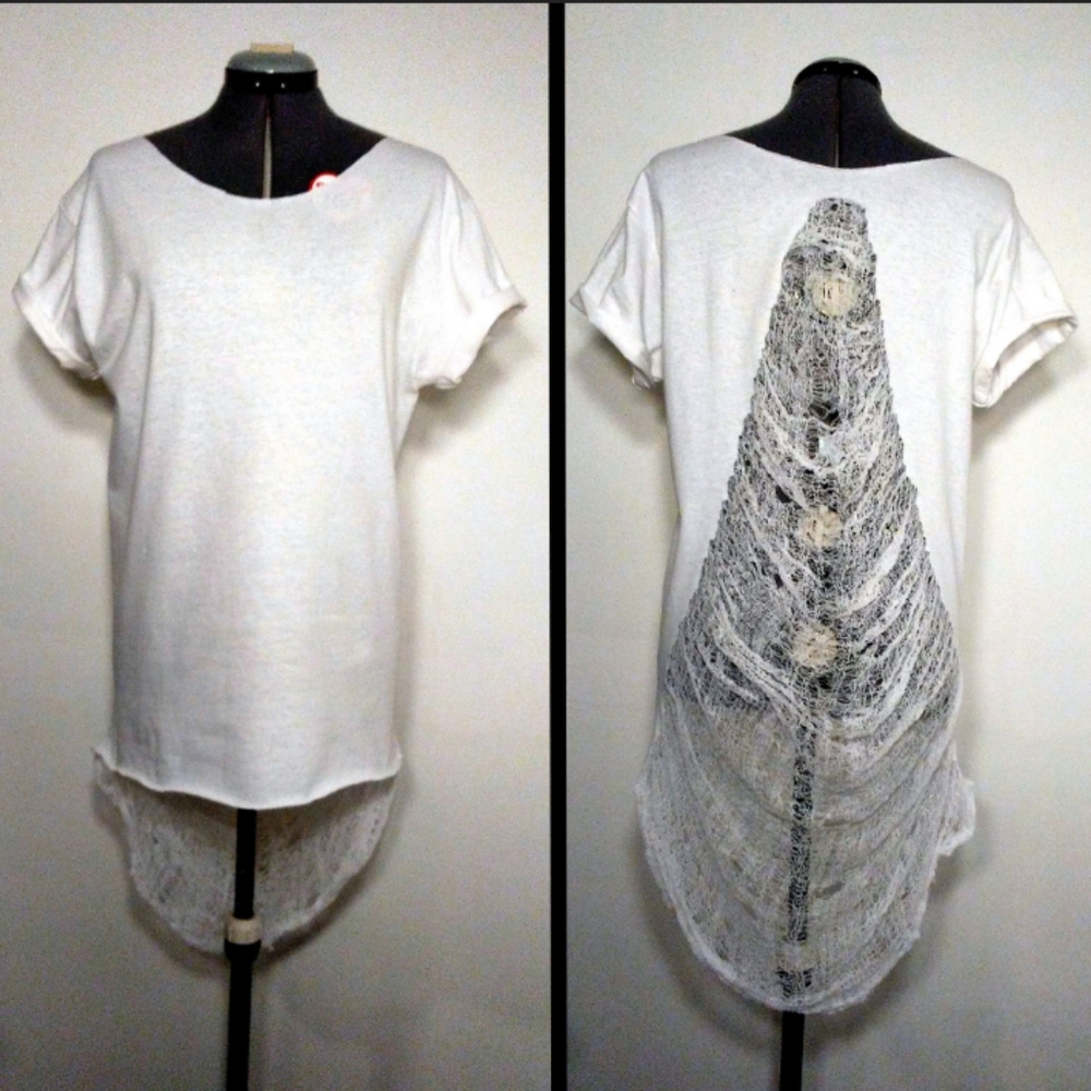 Hand shredded T-shirt top